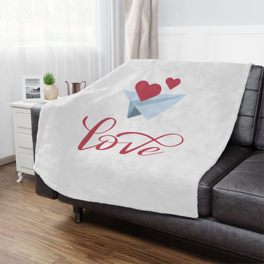 Love with Flying Hearts Printed Minky Blanket for Valentine