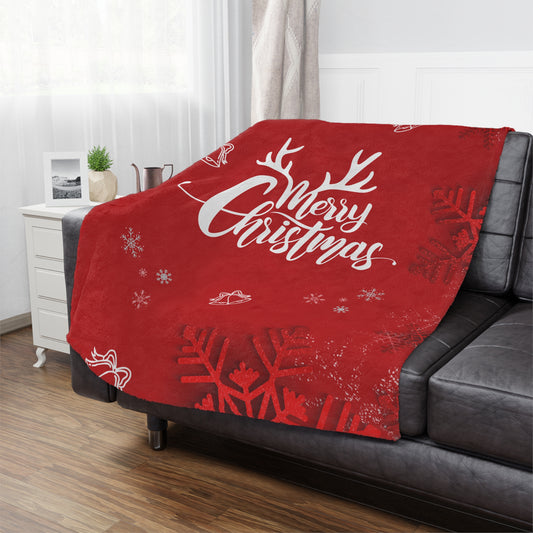 Merry Christmas in Red, Printed Velveteen Minky Blanket