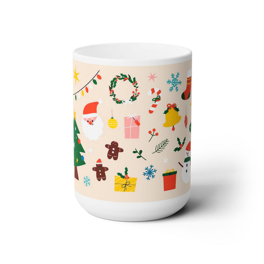 Christmas Ceramic Mug 15oz – Large Holiday Coffee & Tea Cup, Microwave & Dishwasher Safe