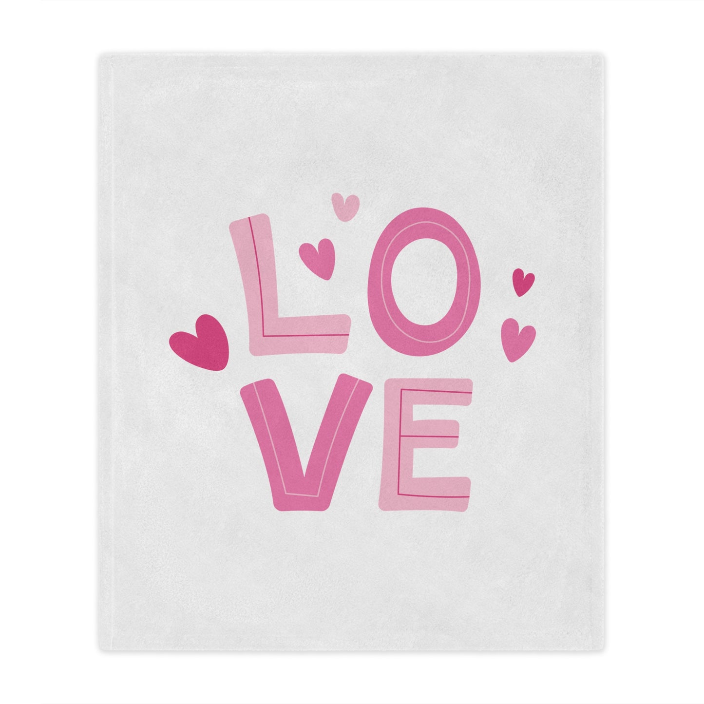 Love with Hearts Printed Velveteen Minky Blanket