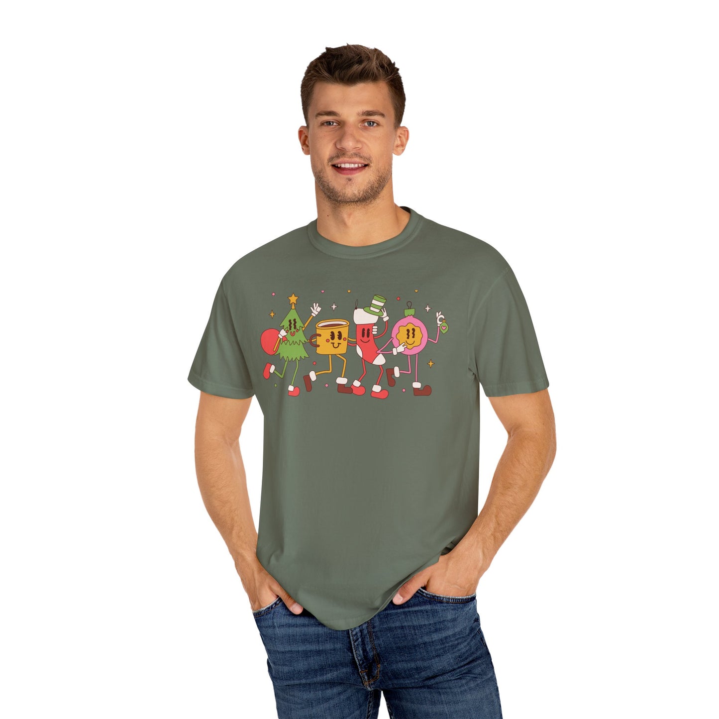 Cute Christmas Party Characters T-Shirt – Fun Holiday Graphic Tee for Adults & Teens