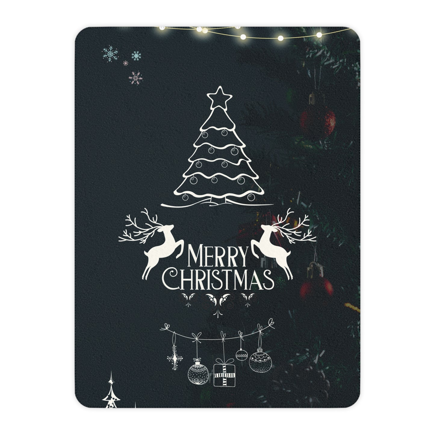 Merry Christmas in Black Printed Tan Sherpa Blanket