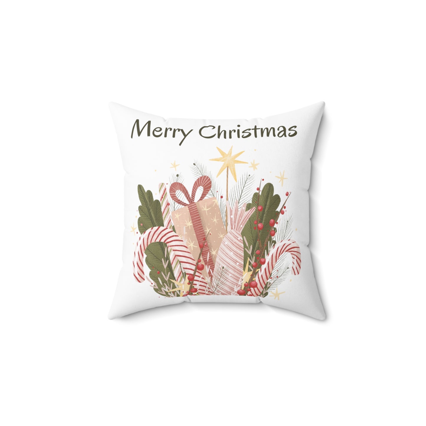 Merry Christma Celebration Printed Polyester Square Pillow