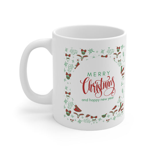 Ring in the Holidays with a Merry Christmas & Happy New Year Mug (11 & 15oz)