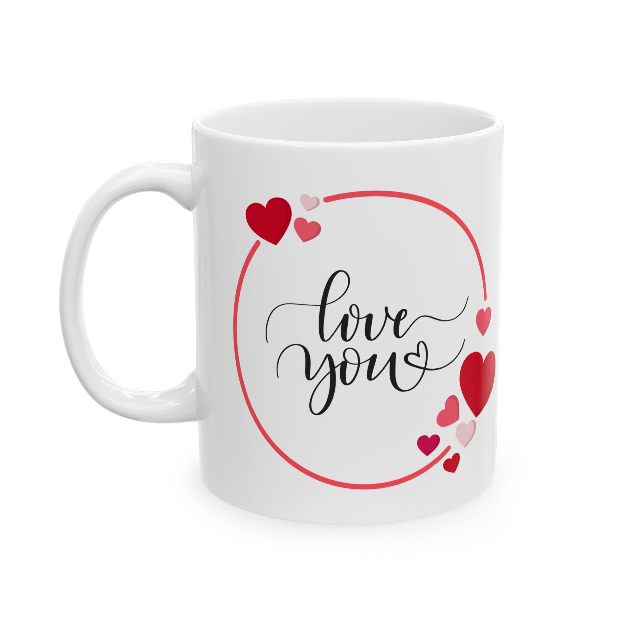Love You with Hearts Printed Ceramic Mug, 11oz