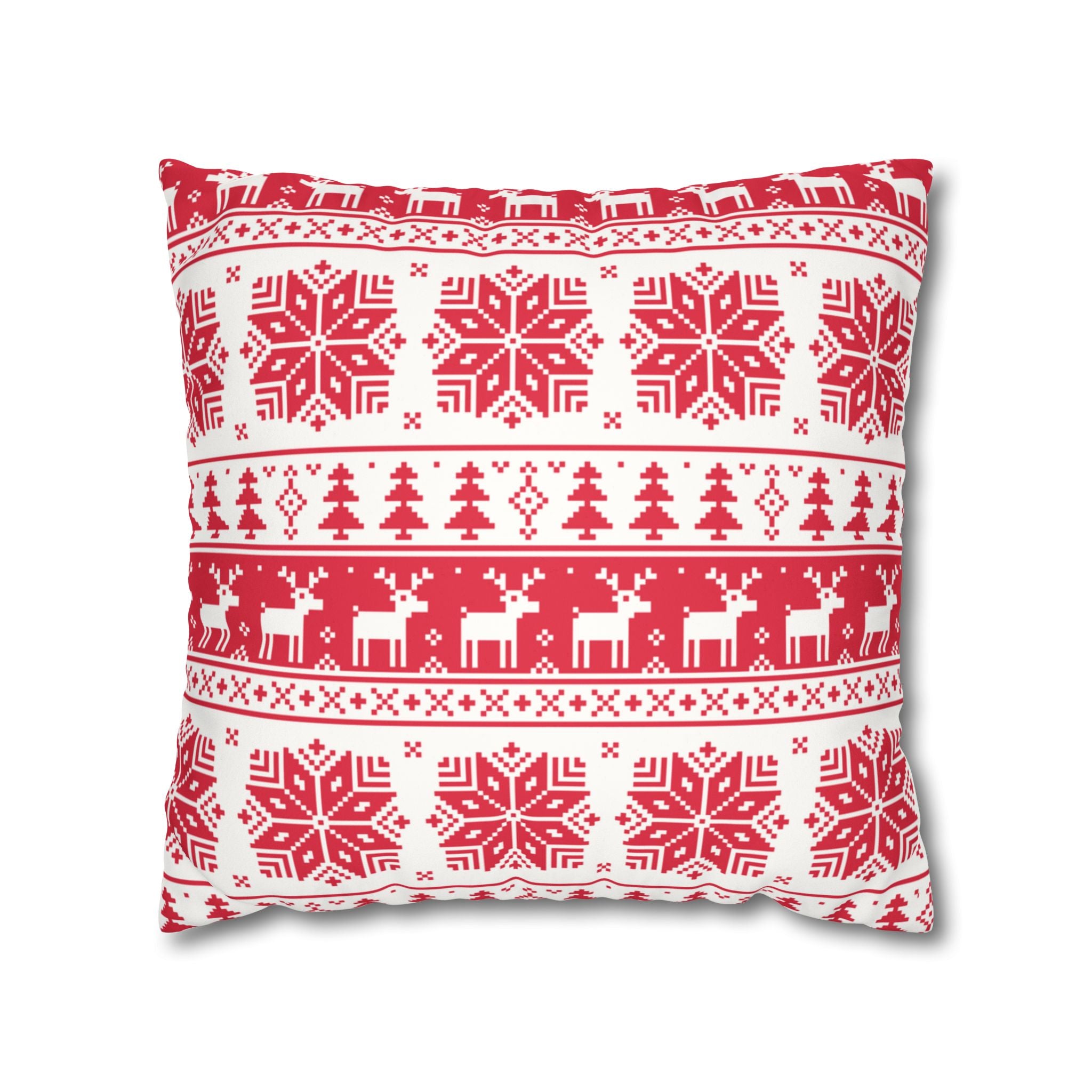 Christmas Faux Suede Square Pillow Case – Festive Decorative Cushion Cover