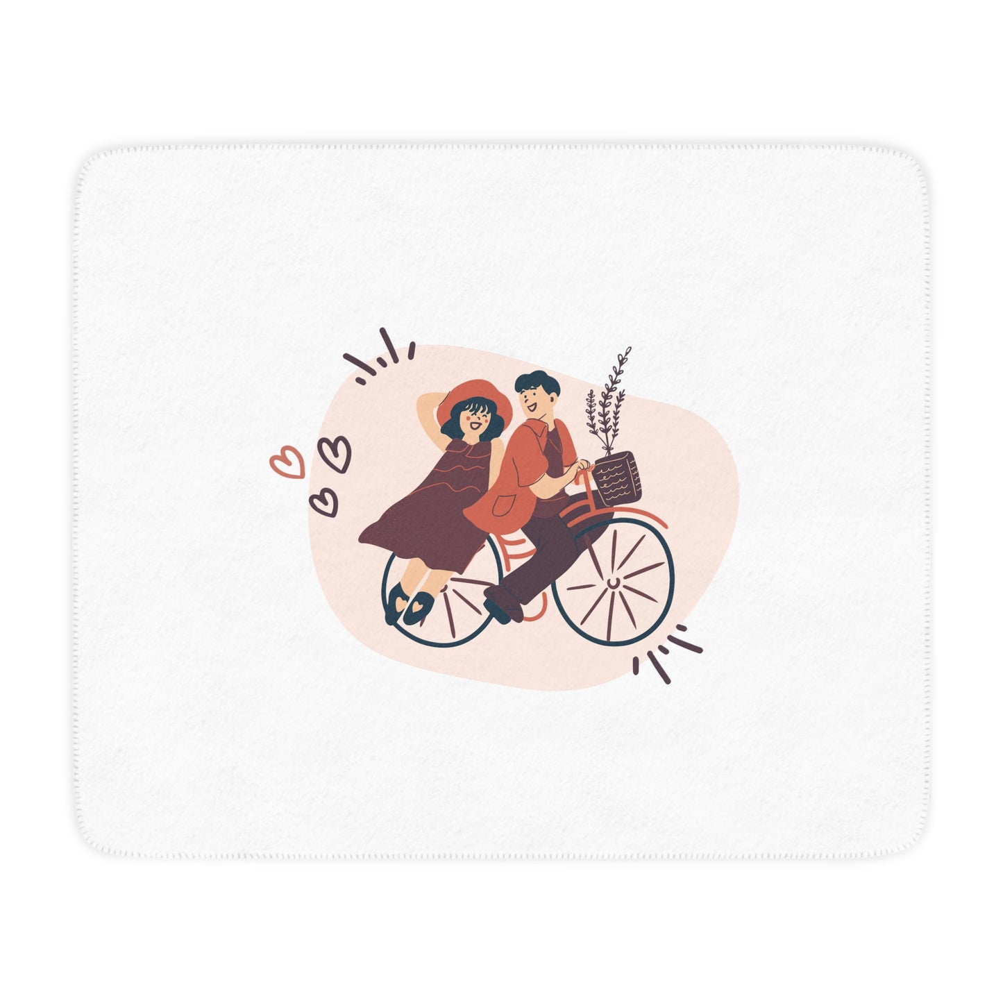 Couple on Cycle Printed Tan Sherpa Blanket for Valentine Day