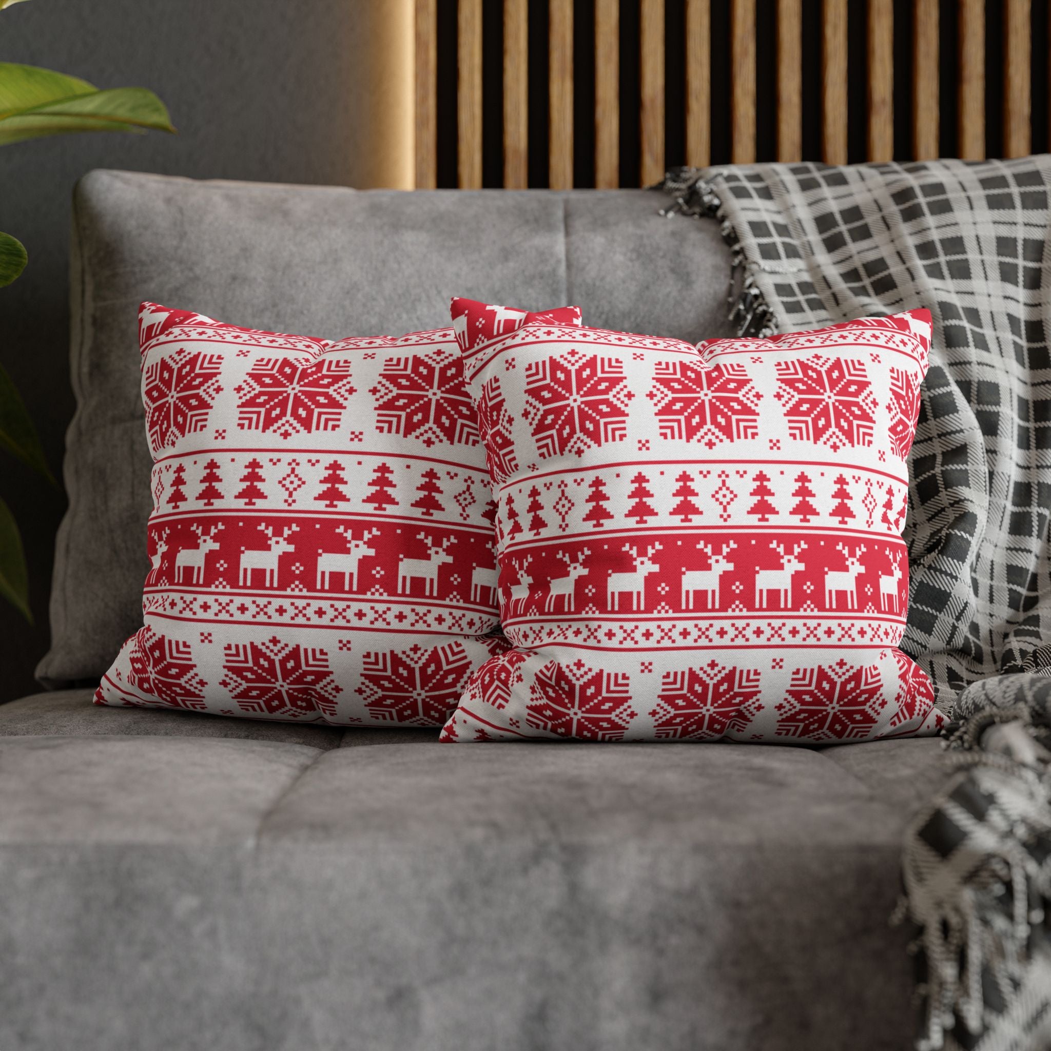 Christmas Spun Polyester Square Pillow Case – Festive Decorative Cushion Cover