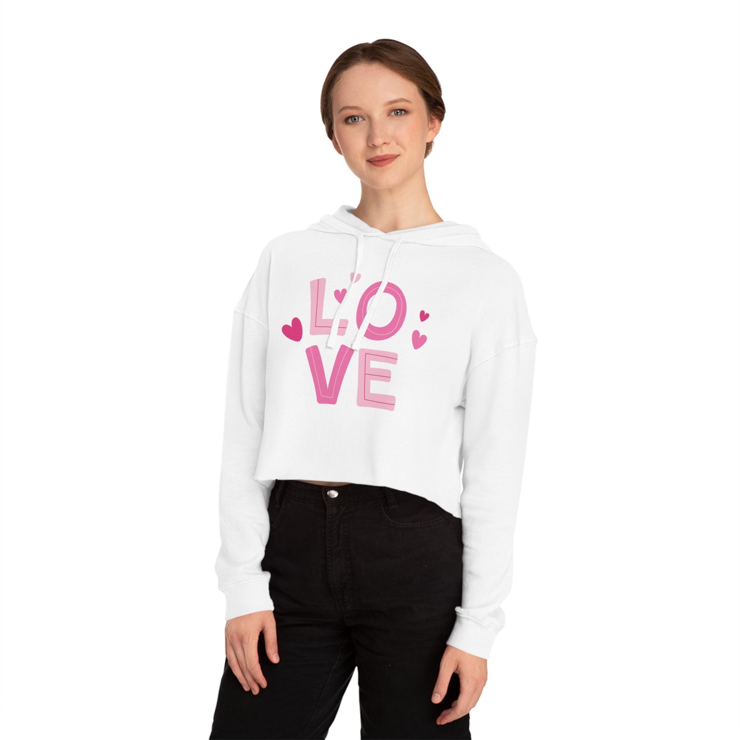 Valentine Sweatshirt for Her, Women’s Cropped Hooded Sweatshirt