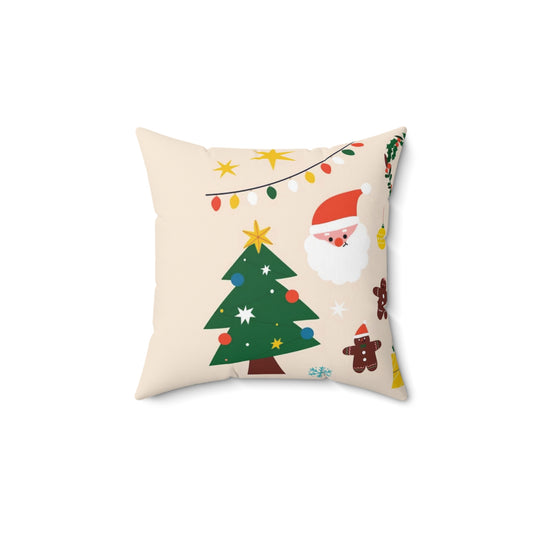 Christmas Spun Polyester Square Pillow – Festive Indoor Decorative Cushion