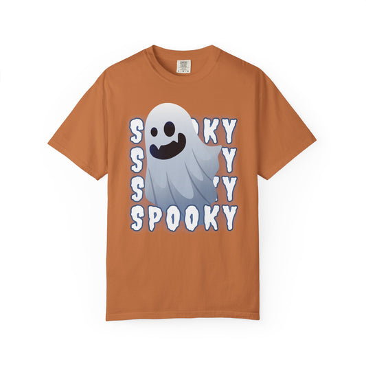 Spooky Stack Tee - Unisex Garment-Dyed T-shirt with Smiling Ghosts
