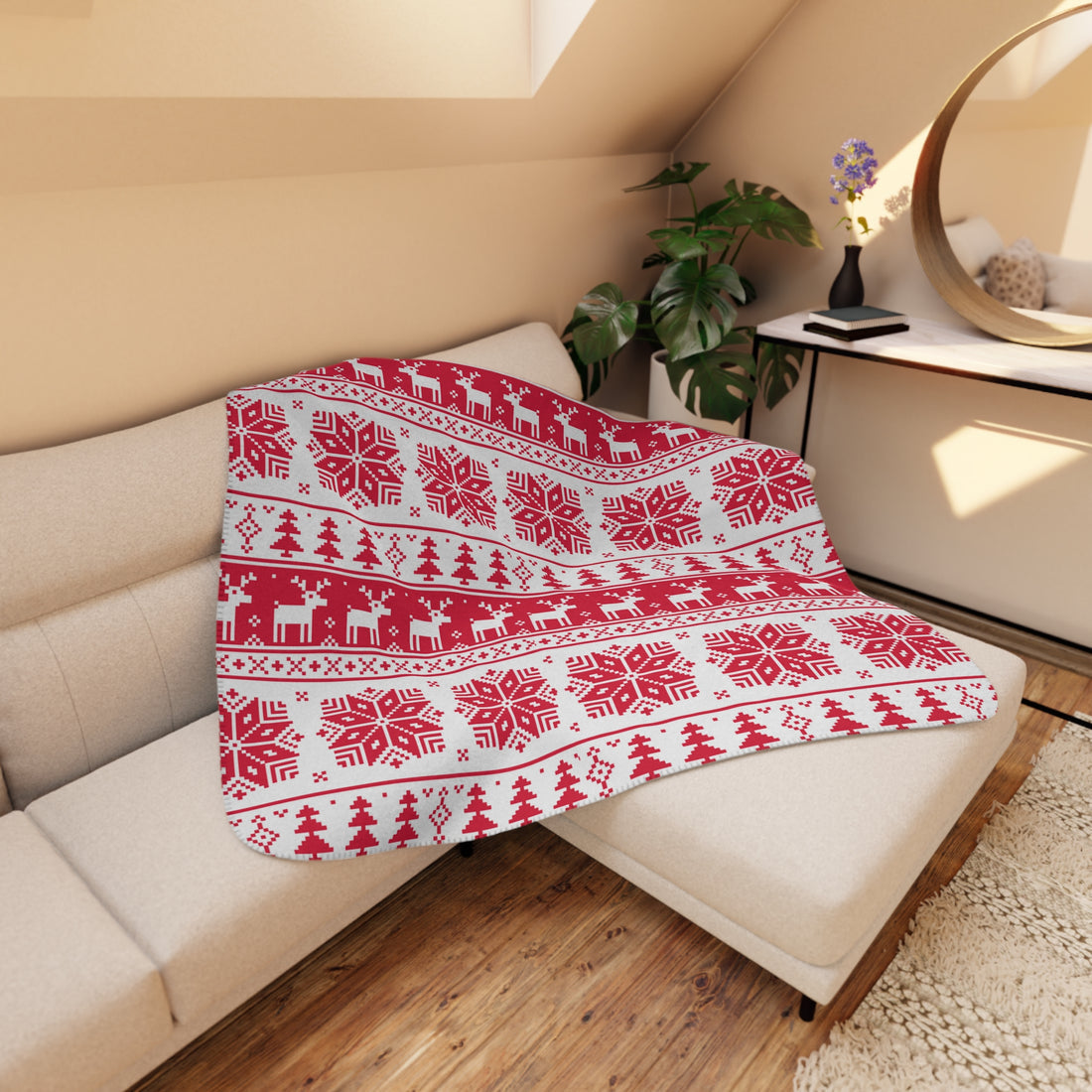 Warm and Inviting Tan Christmas Sherpa Blankets Festival Gift Shop